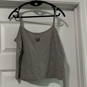 Heather grey spaghetti strap crop top. XL
